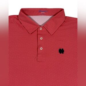 B Draddy Sport Polo Shirt XXL Polka Dot Notre Dame Salmon Performance Stretch